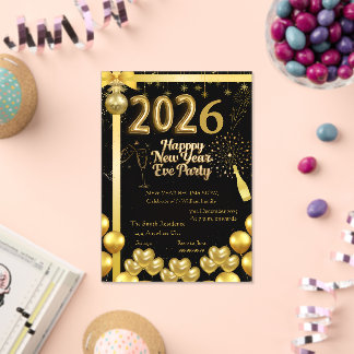 Tarjeta de Invitación de Nochevieja Elegante