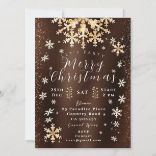 Tarjeta de invitación de oro marrón para la nieve 