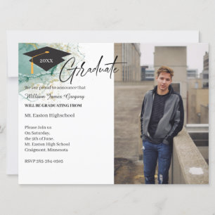 Tarjeta de Invitación de oro verde de 2 graduación