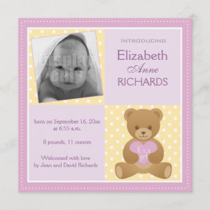 Tarjeta de invitación de osito de peluche "Es un c