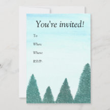 Tarjeta de invitación de paisaje de hoja perenne
