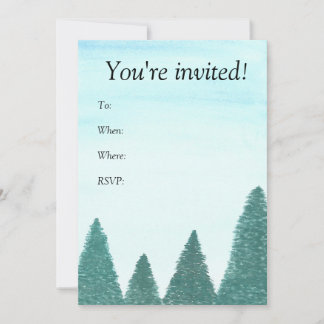 Tarjeta de invitación de paisaje de hoja perenne