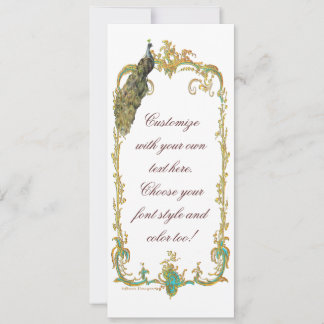 Tarjeta de invitación de pavo real con marco barro