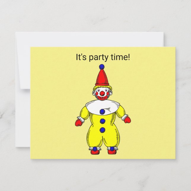 Tarjeta de invitación de payaso de tiempo de fiest (Anverso)