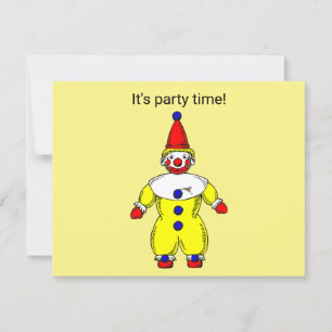 Tarjeta de invitación de payaso de tiempo de fiest