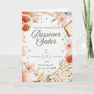 Tarjeta de Invitación de Pésaj Granada Matzá Flora