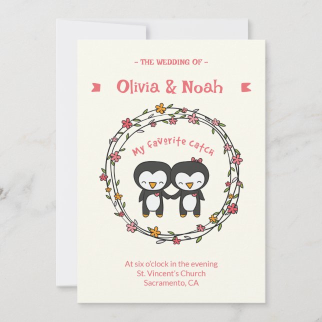 Tarjeta de invitación de pingüino divertida (Anverso)