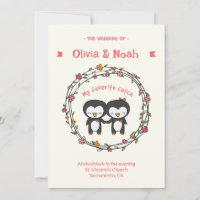 Tarjeta de invitación de pingüino divertida