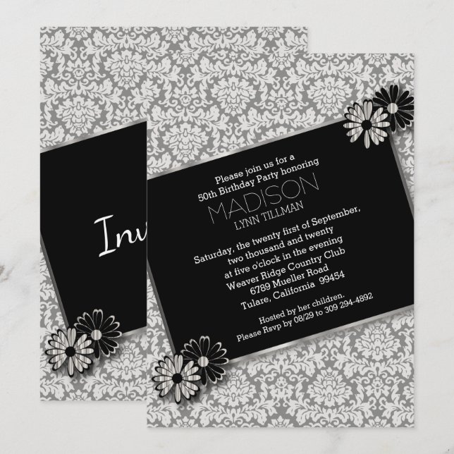 Tarjeta de invitación de plantilla de Fiesta elega (Anverso / Reverso)