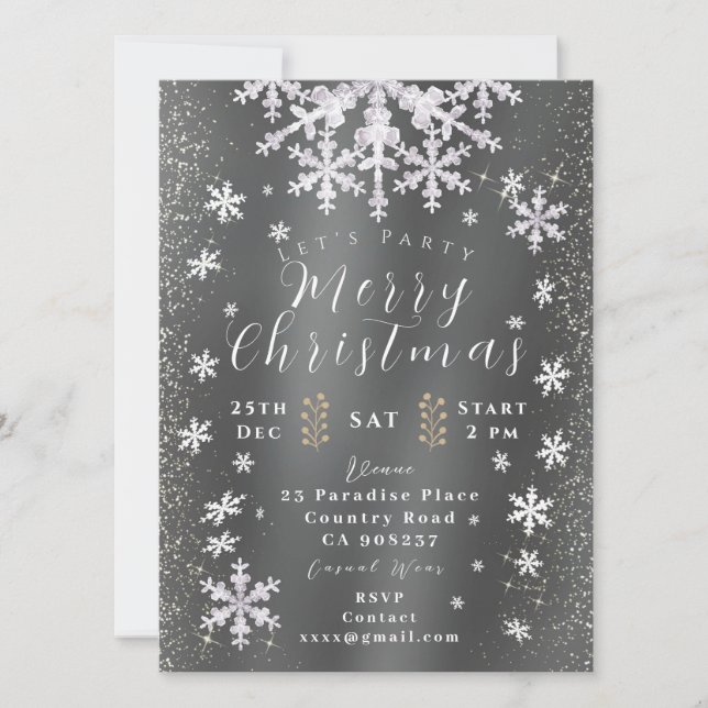 Tarjeta de invitación de plata para la foto de los (Anverso)