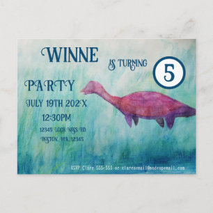 Tarjeta de invitación de Plesiosaurio Púrpura