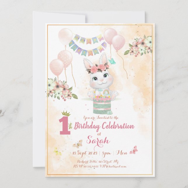 Tarjeta de invitación de primer cumpleaños de cone (Anverso)