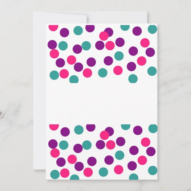 Tarjeta de invitación de puntos de polka en blanco (Anverso)