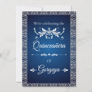 Tarjeta de invitación de Quinceañera (azul marino)