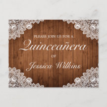 Tarjeta de Invitación de Quinceañera con Madera Rú