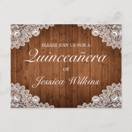 Tarjeta de Invitación de Quinceañera con Madera Rú