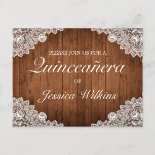 Tarjeta de Invitación de Quinceañera con Madera Rú