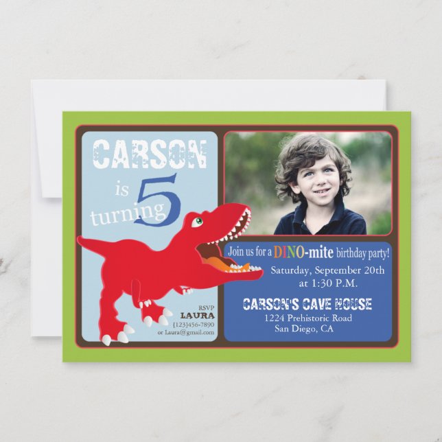 Tarjeta de invitación de quinto cumpleaños de Red  (Anverso)