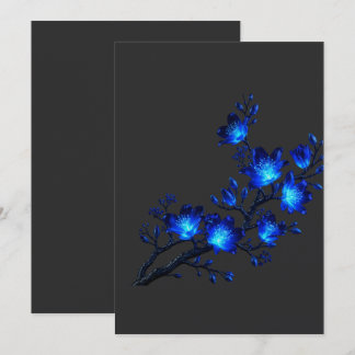 Tarjeta de Invitación de Rama Floral Azul Brillant