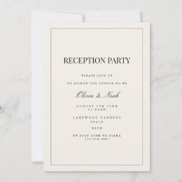 Tarjeta de invitación de recepción beige moderna y