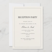 Tarjeta de invitación de recepción beige moderna y