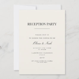 Tarjeta de invitación de recepción beige moderna y