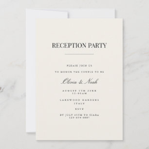 Tarjeta de invitación de recepción beige moderna y