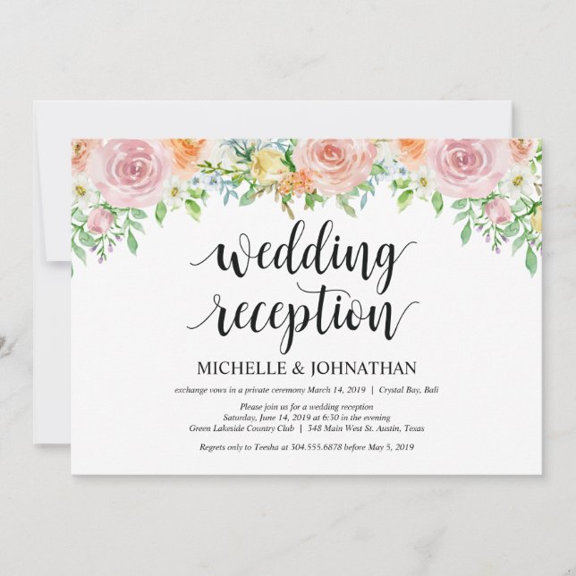Tarjeta de invitación de recepción de boda de roma (Anverso)