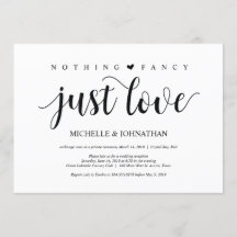 Tarjeta de invitación de recepción de boda secreta