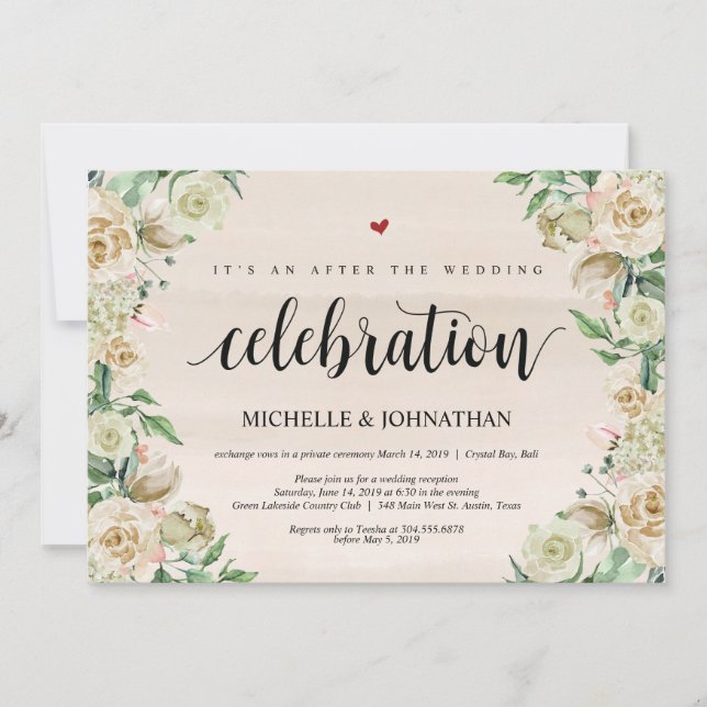 Tarjeta de Invitación de Recepción de Elopement de (Anverso)