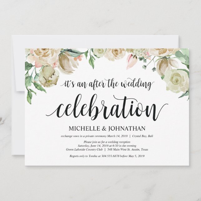 Tarjeta de Invitación de Recepción de Elopement de (Anverso)