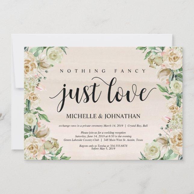 tarjeta de invitación de recepción de elopement si (Anverso)
