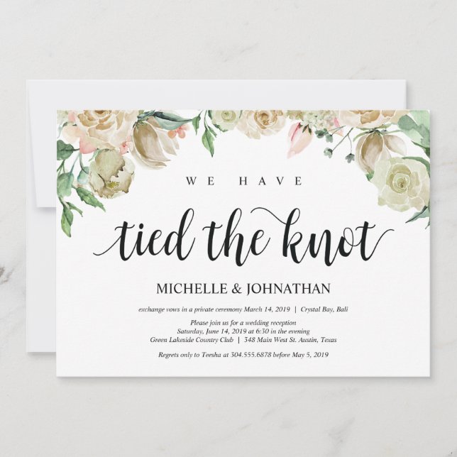 Tarjeta de invitación de recepción de fuga primave (Anverso)