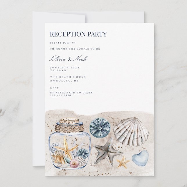Tarjeta de invitación de recepción Tropical Beach  (Anverso)