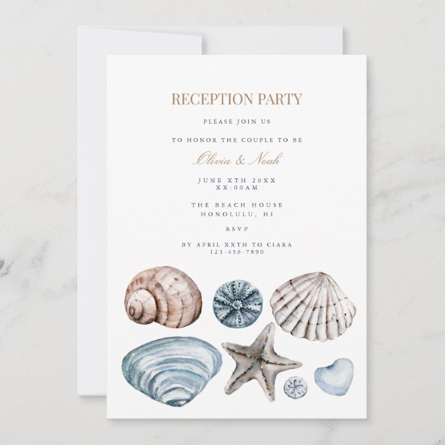 Tarjeta de invitación de recepción Tropical Beach  (Anverso)