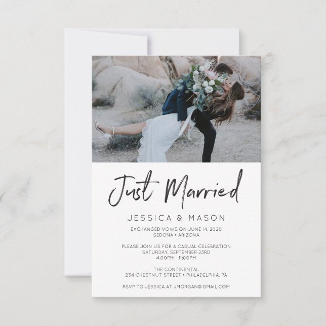 Tarjeta de Invitación de Recién Casados Escrita a  (Anverso)