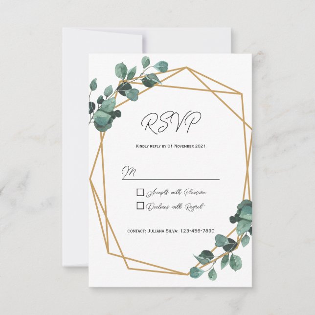 Tarjeta de Invitación de Respuesta con Vegetación  (Anverso)