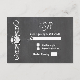 Tarjeta de invitación de respuesta de boda con cor