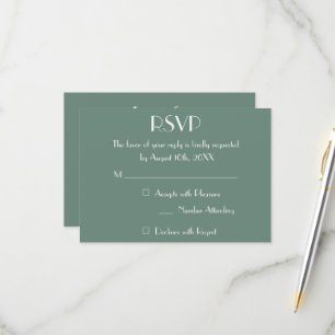 Tarjeta de invitación de respuesta de boda verde p