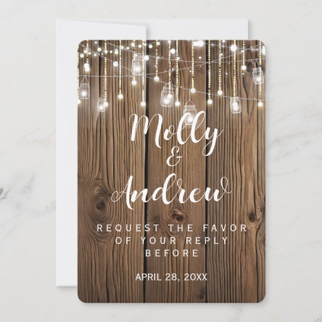 Tarjeta de invitación de respuesta para boda con l (Anverso)