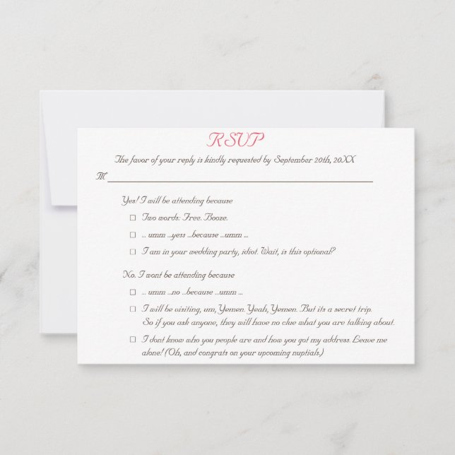 Tarjeta de invitación de respuesta personalizada d (Anverso)