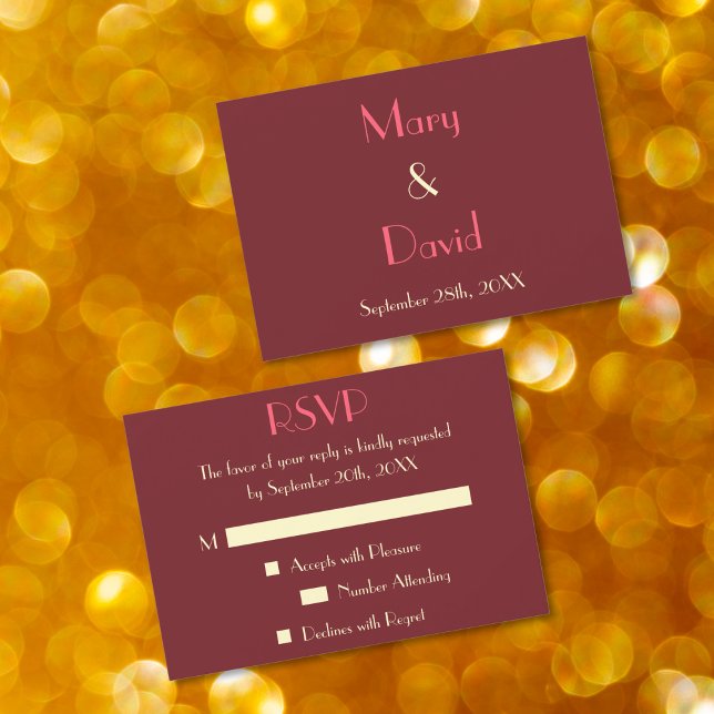 Tarjeta de invitación de respuesta personalizada m (Custom Modern Elegant Wedding RSVP Invitation Card)