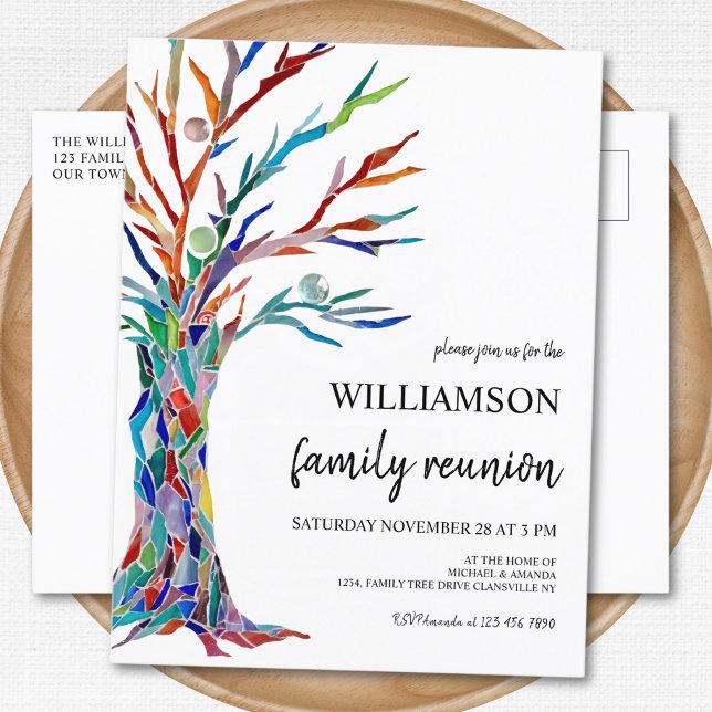 Tarjeta de invitación de reunión familiar del árbo (Subido por el creador)