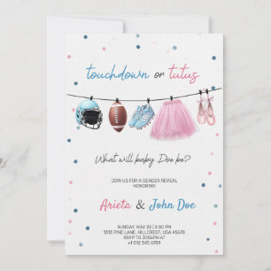 Tarjeta de invitación de revelación de género con