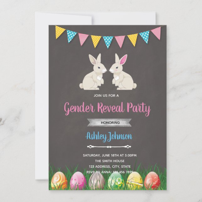 Tarjeta de invitación de revelación de género de S (Anverso)
