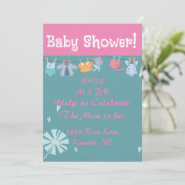 Tarjeta de Invitación de Ropa de Bebé Dulce