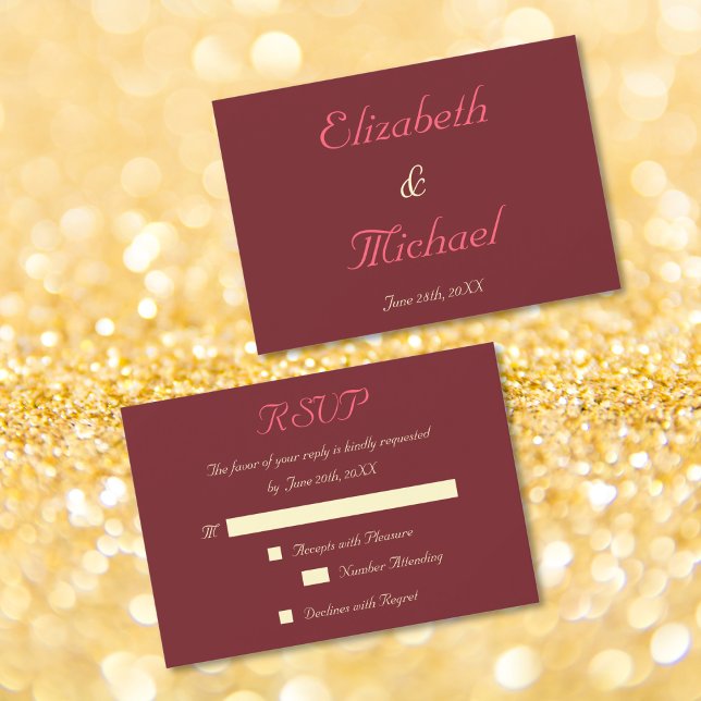 Tarjeta de invitación de RSVP de boda elegante per (Personalized Elegant Wedding RSVP Invitation Card)