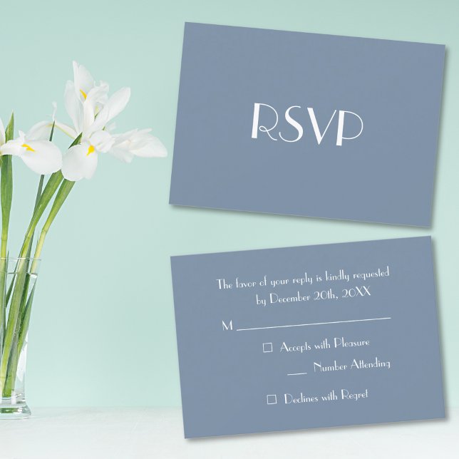 Tarjeta de invitación de RSVP de fiesta azul elega (Modern Elegant Blue Party RSVP Invitation Card)