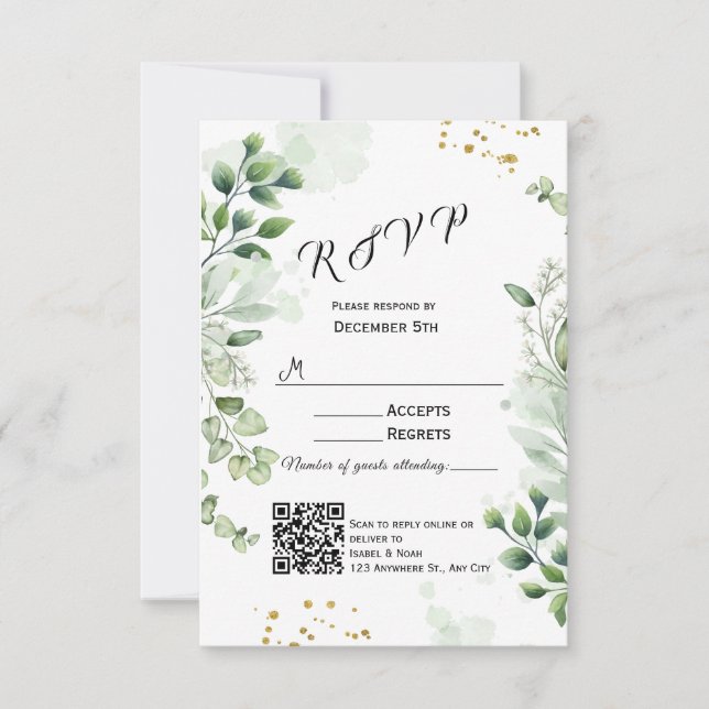 Tarjeta de Invitación de RSVP de Vegetación Modern (Anverso)