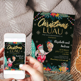 Tarjeta de invitación de Santa Tropical de Luau na